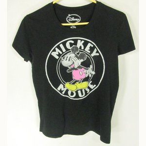 Disney T Shirt Size M 7/9 Black Mickey Mouse